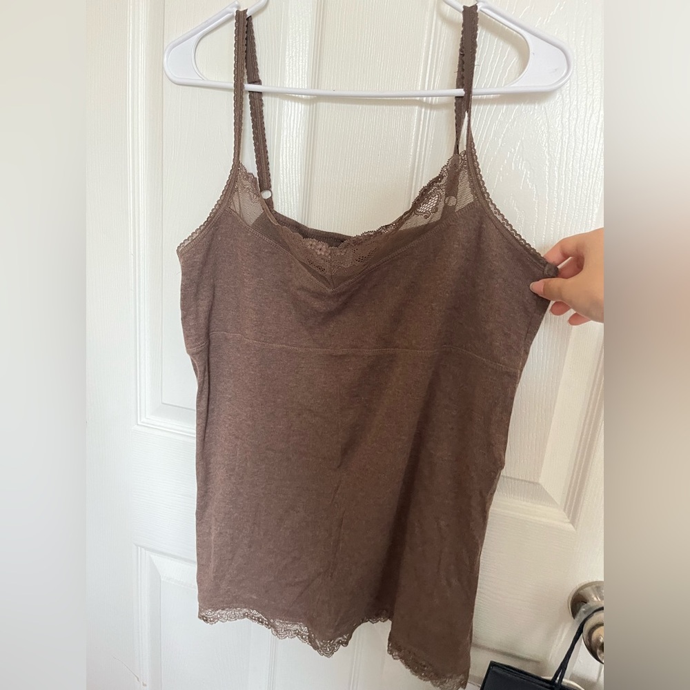 Brown Lace Tank top, coquette